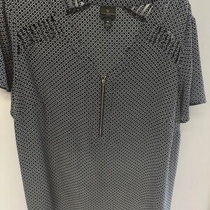 Worthington Plus Size 1X Black  Print Blouse